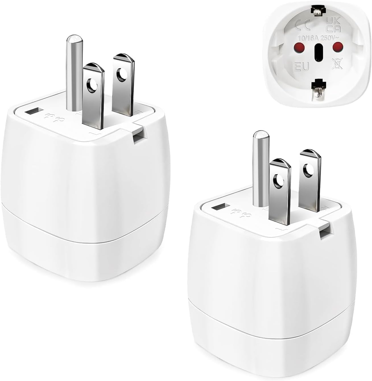 2-teiliger Us-steckeradapter, Reiseadapterzubehör, Fr 2-pin Auf Us 3-pin Steckeradapter Für Kanada, Mexiko, Thailand Typ B (weiß)