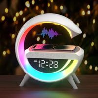 15-w-led-wecker Mit Kabelloser Ladefunktion, Stimmungslicht, Smarte Tischlampe Mit Bluetooth-lautsprecher, Dynamischem Lichtverlauf, 13 Lichtmodi Für Büro, Schlafzimmer, Geschenk