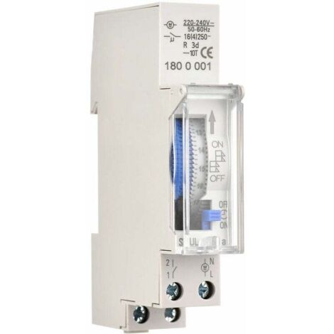 Mechanischer 24-stunden-timer – Programmierung In 15-30-minuten-intervallen – Din-schienenmontage – Wechselspannung 220-240 V – Integrierter 1,2-v-40-mah-ni-mh-akku