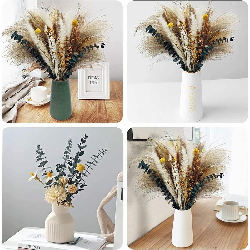 Getrocknete Pampasgrasblüten, 46 Cm – 60 Natürliche Stücke, Arrangement – Elegante Wohndekoration – Ideal Für Dekorative Vasen – Pampas-7