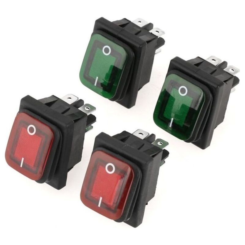 Ip67 Wasserdichter Ein-/ausschalter – 4 Pins – 220 V – 2er-packung, Rote Und Grüne Schalter Für Raue Umgebungen