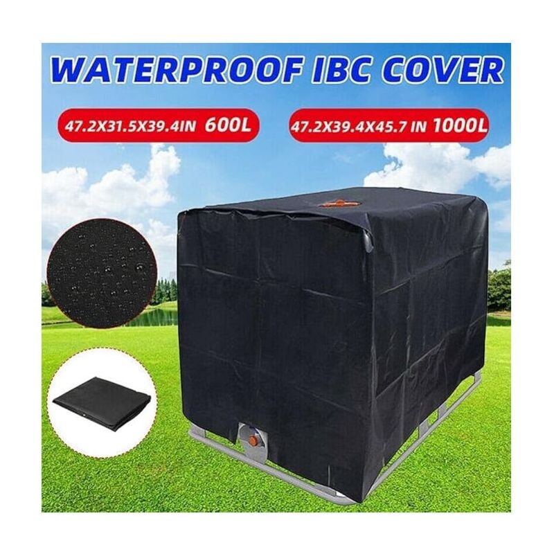 Schutzhülle Für 1000-liter-ibc-tank (116 X 100 X 120 Cm) – Uv- Und Staubbeständig – Schwarz – Kompatibel Mit Wassertanks