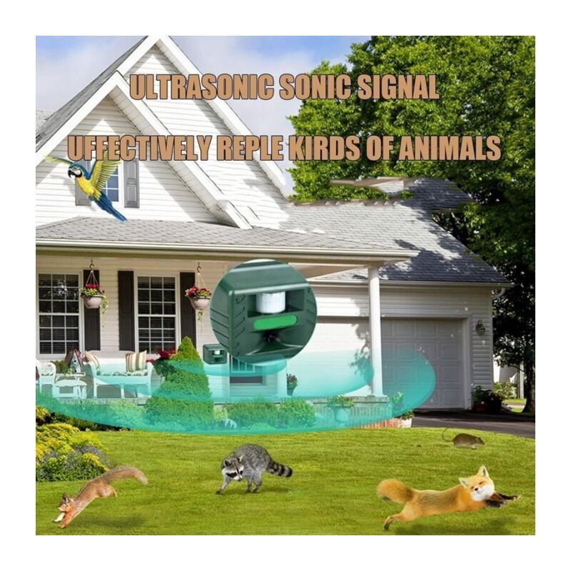Ultraschall-vogelabwehrgerät Für Den Außenbereich. Ultraschall-tierabwehrgerät Mit Bewegungssensor Und Taschenlampe Zur Schädlingsbekämpfung.