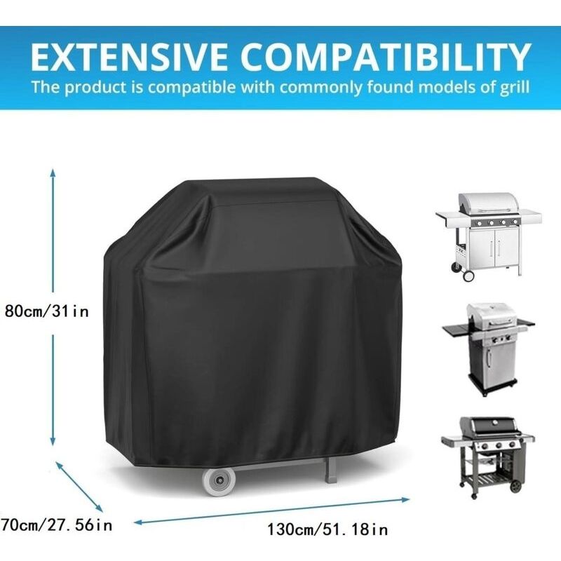 Grillabdeckung 130x70x80cm Schwarz Wasserdicht 210d Grillabdeckung Schutzplane Uv-beständig Wasserabweisend Feuchtigkeitsbeständig Für Weber Holland