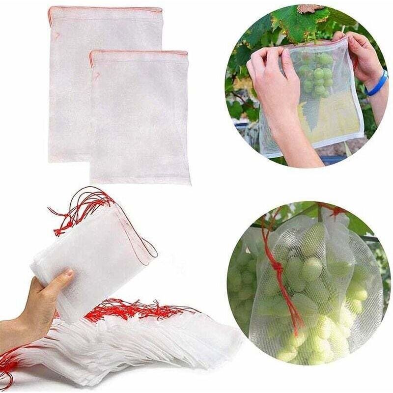 Packung Mit 50 Insektendichten Netzbeuteln – Nylon-schutz 25 X 15 Cm – Kordelzugverschluss – Für Obst, Pflanzen Und Weintrauben