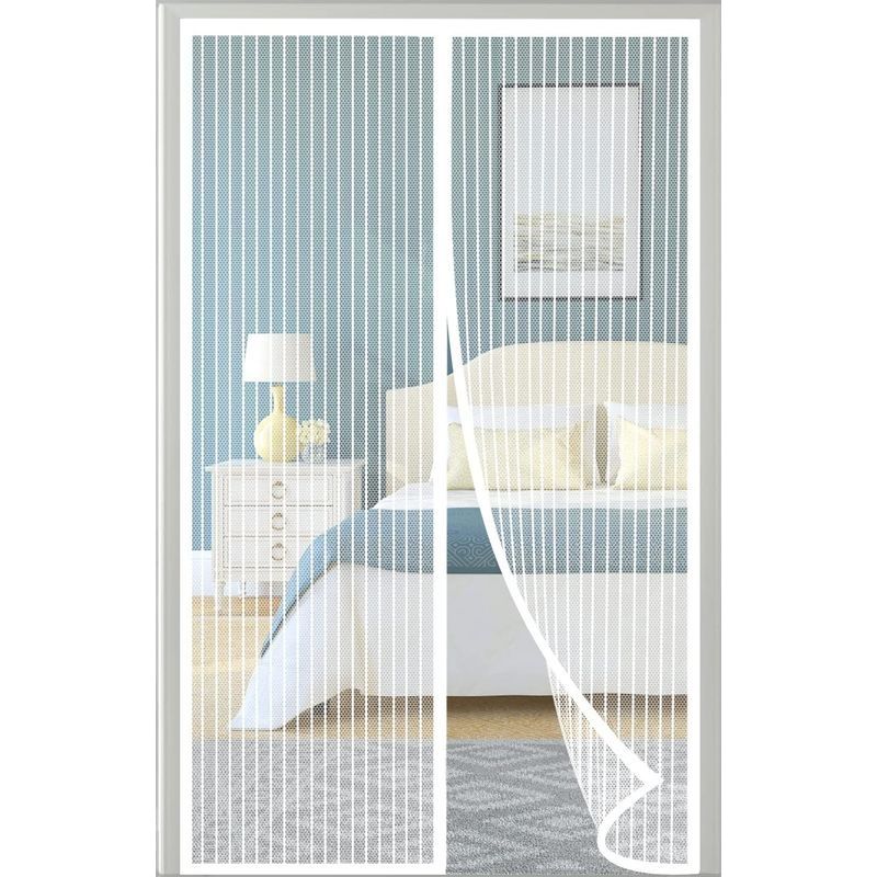 Moskitonetz Für Türen Und Fenster, 120 X 210 Cm, Magnetischer Fensterschutz, Weiß, Kein Bohren Erforderlich, Fliegengitter Mit Klebestreifen, Automatischer Schließmechanismus, Ultrafeines Netzgewebe
