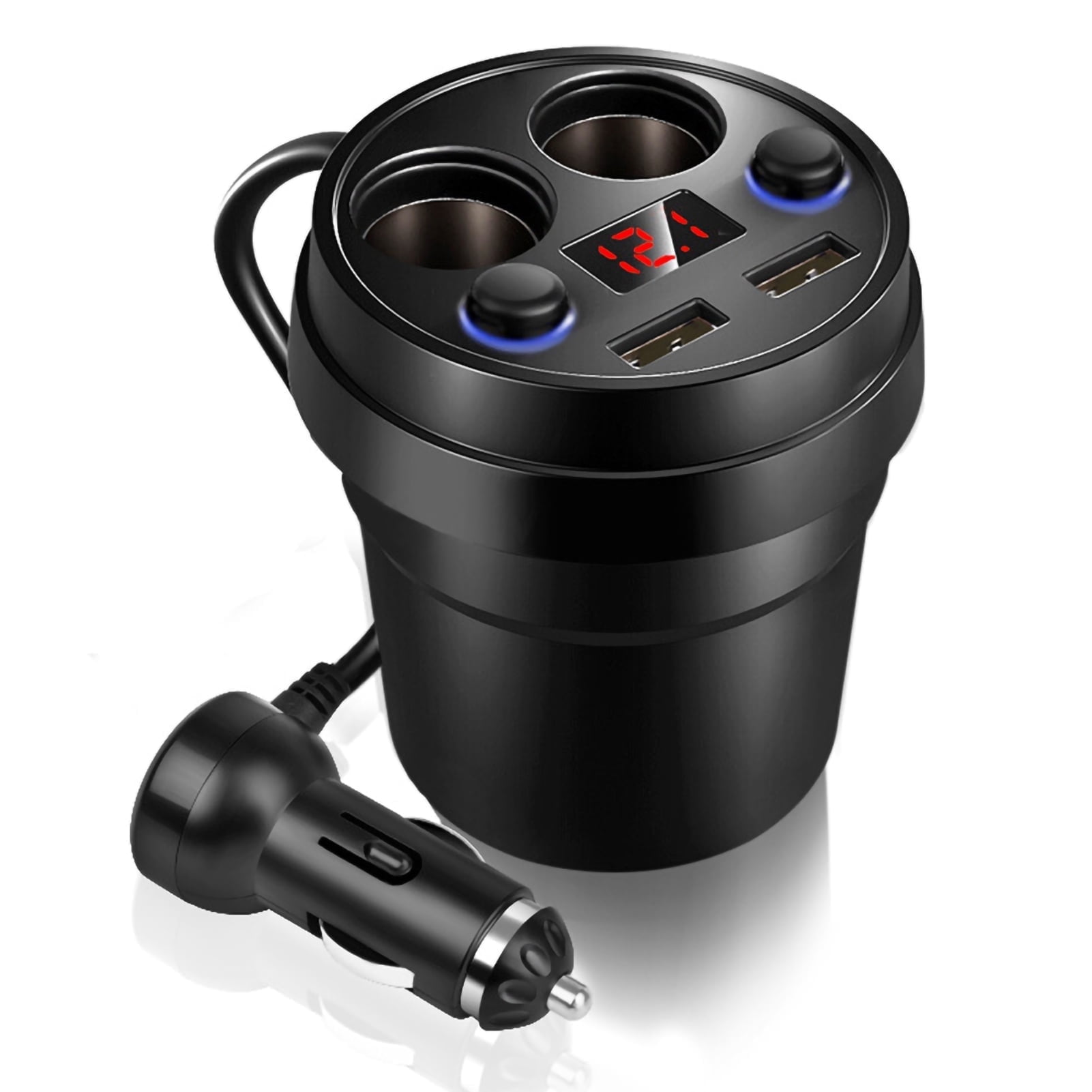Kfz-zigarettenanzünderadapter, Duales Usb-ladegerät (12–24 V, 80 W, 3,1 A) Mit Getränkehalter Und Led-spannungsanzeige Für Handy/tablet/computer