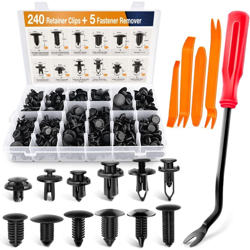 Inhhub 240 Stück Auto-stoßstangen-halteklammern, Kunststoffnieten, Befestigungselemente, Push-halter-kit, Größen, Türverkleidung, Kotflügelklammern – Inhhub