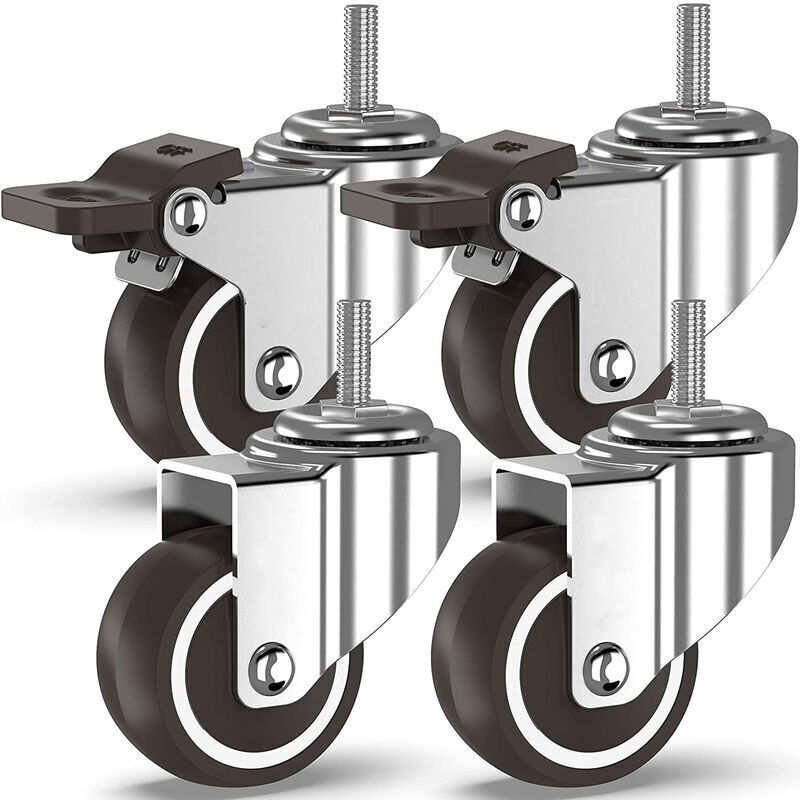 Elle-4 Lenkrollen Mit Gewindeschaft, Möbelrollen, Bremsräder Für Den Industriellen Plattentransport (50 Mm Mit M10-schaft, 2 Mit Bremse, 2 Ohne Bremse)