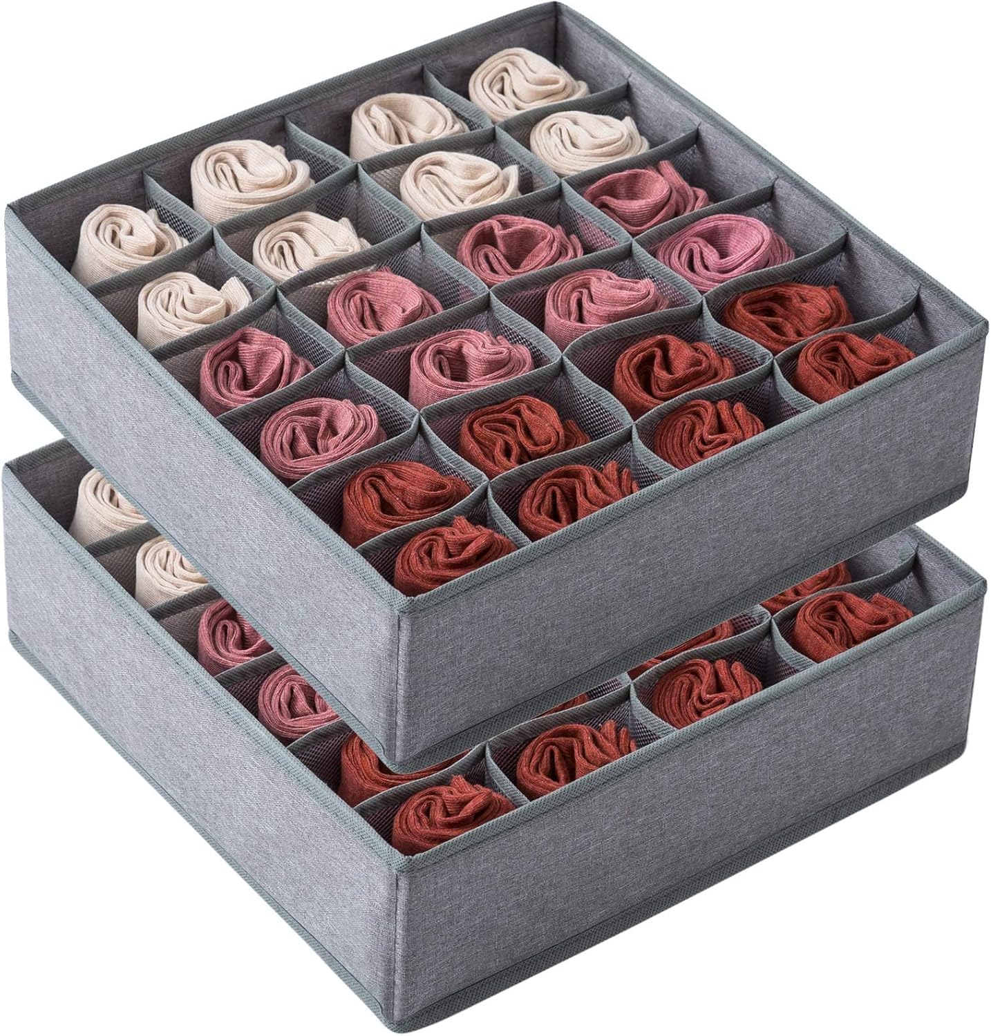 Set Mit 2 Faltbaren Schubladeneinsätzen Für Socken Und Unterwäsche, 24 Oder 16 Fächer