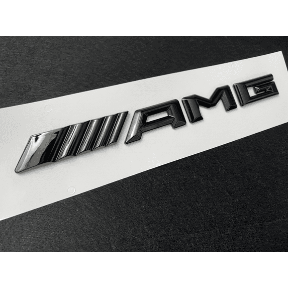 Mercedes-benz Amg Kühlergrill-emblem In Silberchrom Mit Schwarzem Hintergrund (195 Mm X 15 Mm)