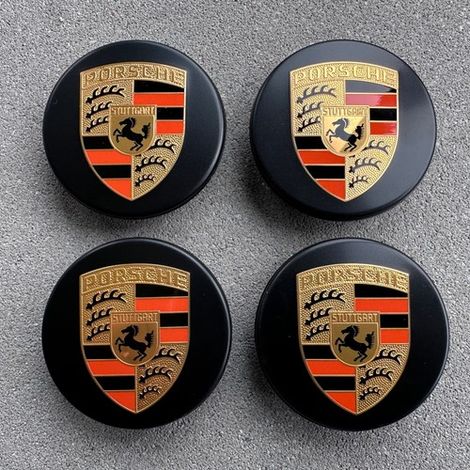 Eclairage Design – 4 Schwarze Porsche-radkappen 76 Mm – Gebogen – Mit Farbigem Logo – 100 % Wasserdicht – Für Optimalen Schutz