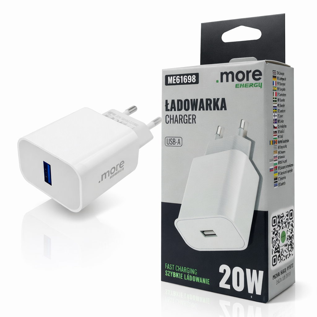Usb-a-wandladegerät 20w Pd 3a Schnellladefunktion Für Smartphones Und Tablets, Weiß