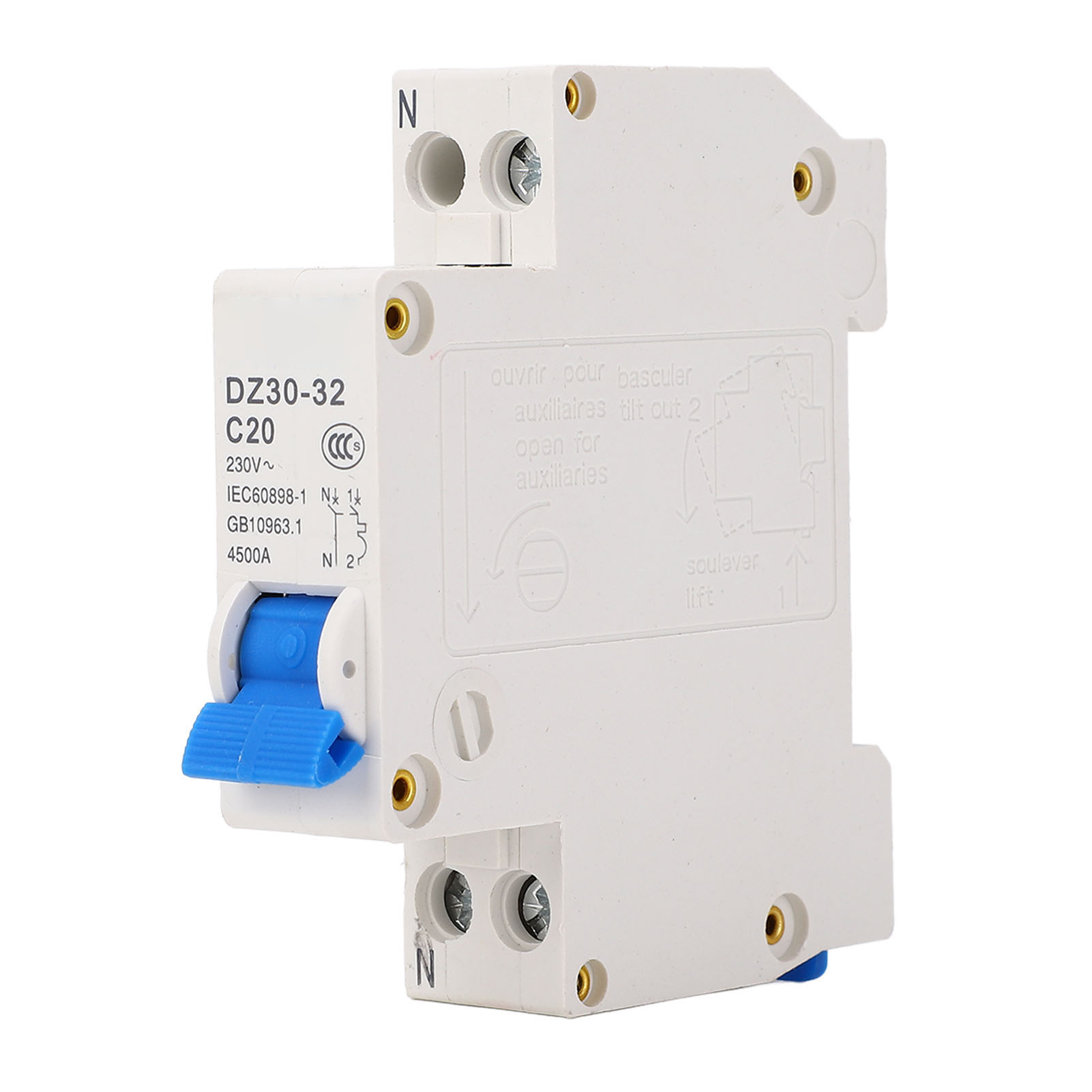 Miniatur-leistungsschalter 1p+n, Zwei Eingänge, Zwei Ausgänge, Thermische Und Magnetische Auslösung, Din-schienenmontage, Geeignet Für Elektrische Geräte