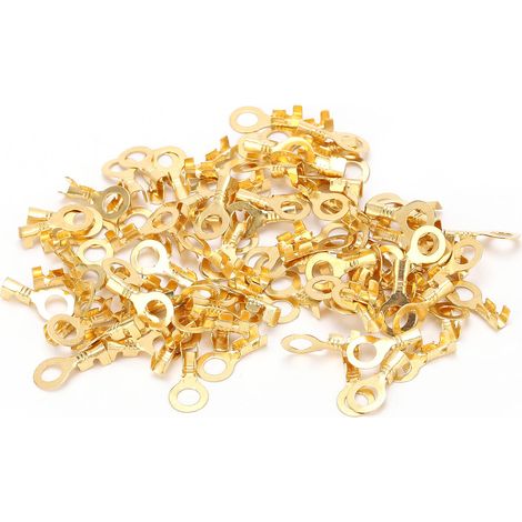 100 Stück Kaltgepresste Ringkabelschuh-crimpverbinder Aus Blankem Messing M5 5,2 Mm.