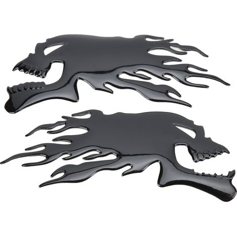 2-teiliger Tankaufkleber, 3d-flammenschädel-aufkleber, Wasserfest, Sonnenschutz, Exquisite Verarbeitung Für Motorräder (schwarz).
