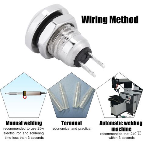 1a 24v 8mm Mini-momentan-druckknopf-kfz-stromschalter, Wasserdicht, Vernickeltes Messing.