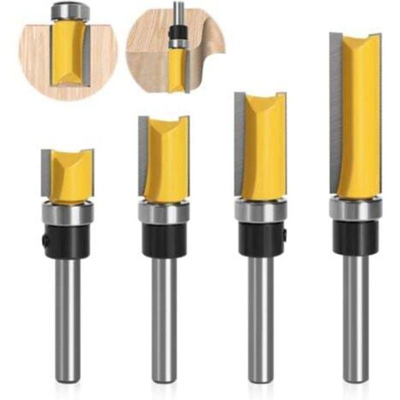 Holzfräser – Set Mit 4 Hss-hartmetallfräsern, 6 Mm (1/4") Schaft, Für Massivholz, Mdf Und Spanplatten