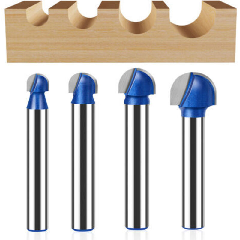 Satz Mit 4 Nutfräsern Für Kunststoffplatten – 6 Mm Rundschaft, Schnellarbeitsstahl, Lieferung Als Komplettset
