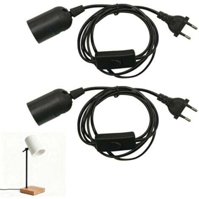 E27-fassungen Mit Integriertem Schalter – 2er-pack, 1,5 M Kabel, Elegante Schwarze Farbe, Ideal Für Stehlampen, Kronleuchter Und Küchen