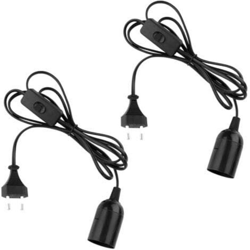 E27-fassung Mit Integriertem Schalter – 2er-pack, Elegantes 1,8 M Langes Schwarzes Kabel, Ideal Für Stehlampen, Kronleuchter Und Küchenbeleuchtung