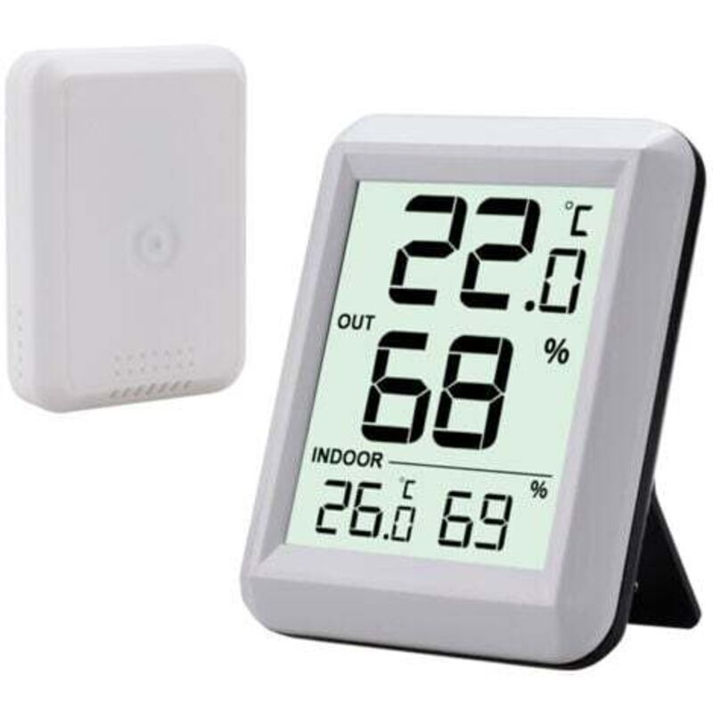 Kabelloses Innen-/außenthermometer Mit Großem Lcd-display, Digitalem Hygrometer Und Umschaltmöglichkeit Zwischen °c Und °f – Für Zuhause, Büro Und Schlafzimmer