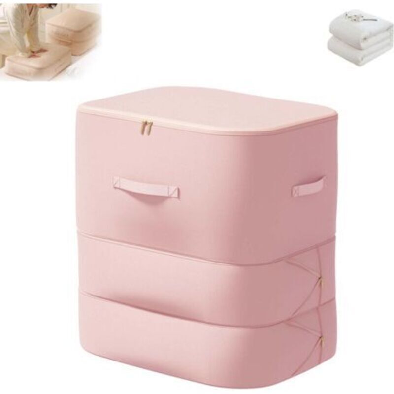 Kompakter, Luftdichter Aufbewahrungsbeutel Für Bettdecken Und Kleidung – 54 × 42 × 60 Cm, Rosa, Platzsparend Und Luftdicht.