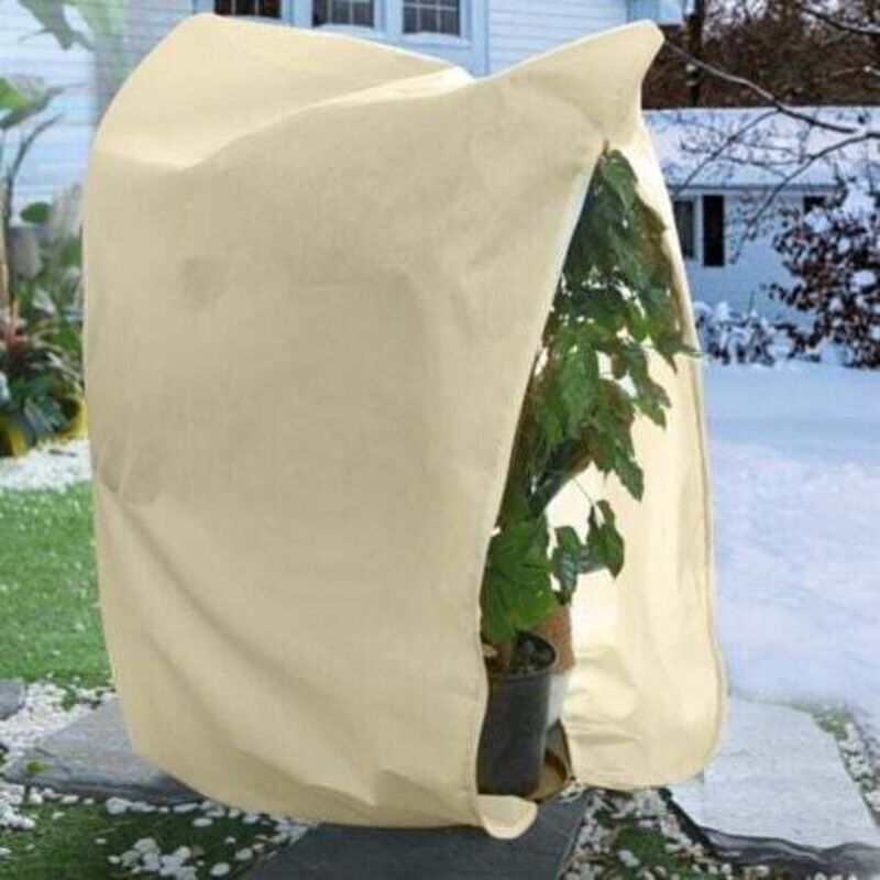Wiederverwendbare Winterabdeckung 1,2 X 1 M – Schutz Vor Frost, Eis Und Insekten – 60 G/m² Vliesstoff Mit Kordelzug Und Reißverschluss