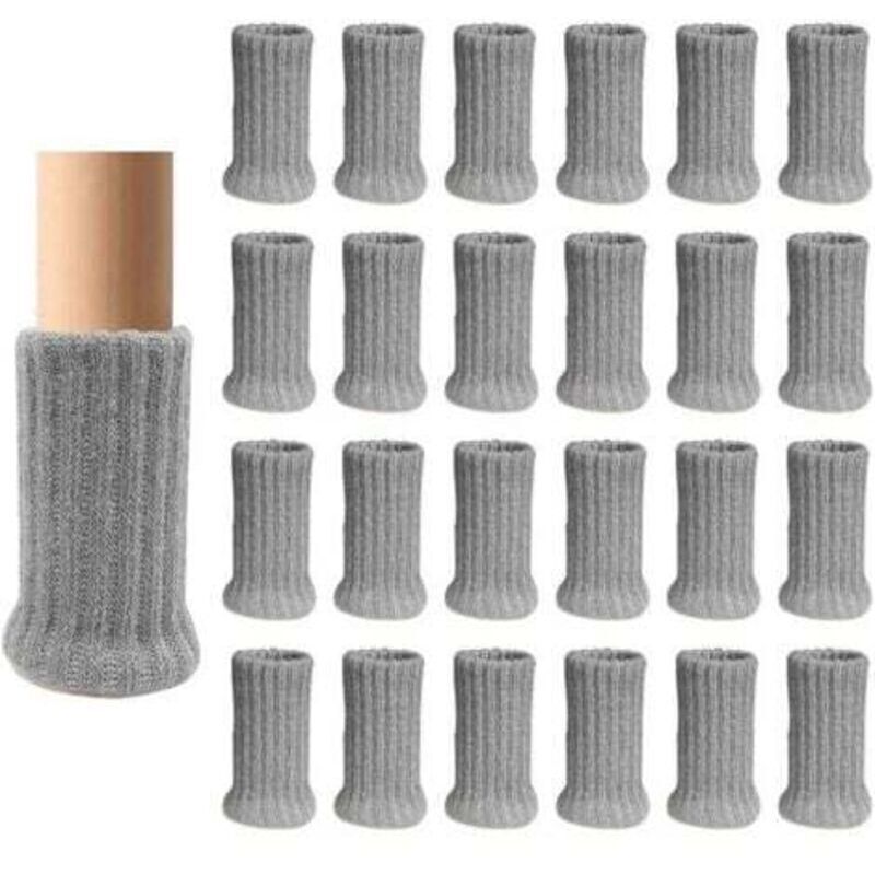 Stuhlbeinsocken – 24er-pack, Dunkelgrau, Dick Doppelt Gestrickt Mit Rutschfester Sohle, Bodenschutz