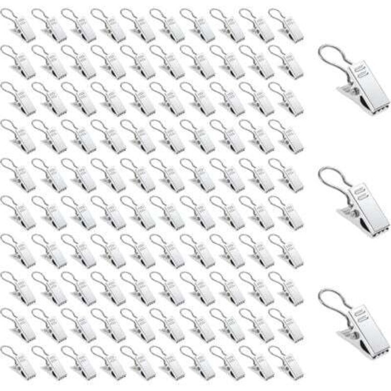 Silberne Metall-gardinenclips – 100-teiliges Set Mit Haken Und Ringen, Ideal Für Duschen Und Fenster
