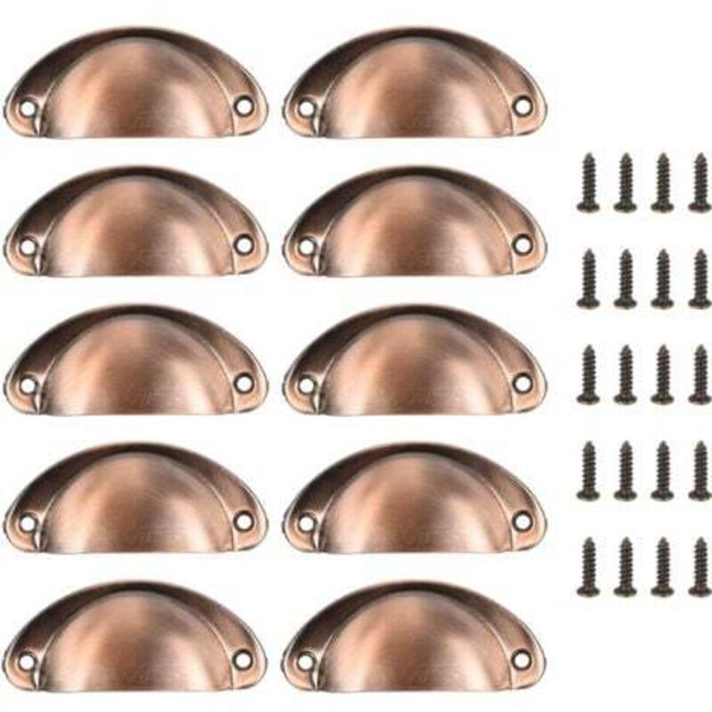 Vintage-schubladengriffe Aus Rotem, Gealtertem Metall – Set Mit 10 Halbkreisförmigen Muschelgriffen Für Möbel, Schränke Und Kommoden