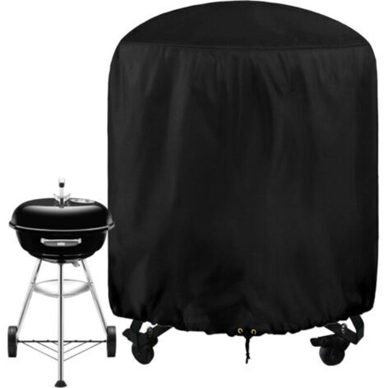 Runde, Wasserdichte Grillabdeckung Aus 210d Oxford-gewebe, Ø 61 X 72 Cm, Mit Kordelzug Und Uv-schutz