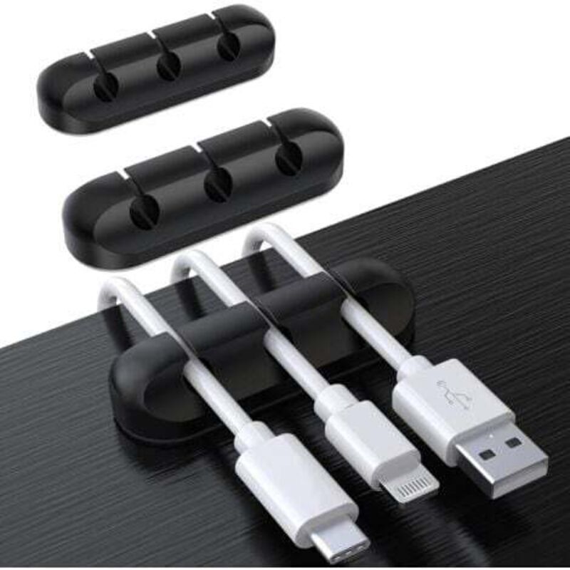Kabelmanagement-clips Für Den Schreibtisch – Set Mit 3 Schwarzen Kabelorganisatoren Mit 3 Löchern, Aus Robustem Kunststoff, Für Usb-ladegeräte, Mäuse Und Kopfhörer