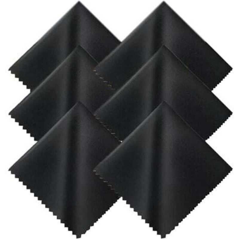 Reinigungstuch Für Brillen Und Bildschirme – Schwarze Mikrofaser, 15 X 18 Cm – 6er-pack