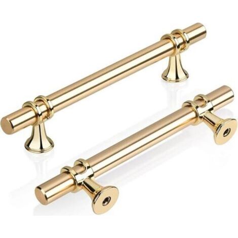 Goldener T-förmiger Möbelgriff, 96 Mm, 2er-set, Zinklegierung, Für Küche, Bad Und Büro