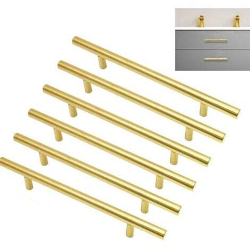 Vergoldete Edelstahl-schrankgriffe – 6er-set, 200 Mm, 128 Mm Lochabstand – Für Küche Und Schlafzimmer