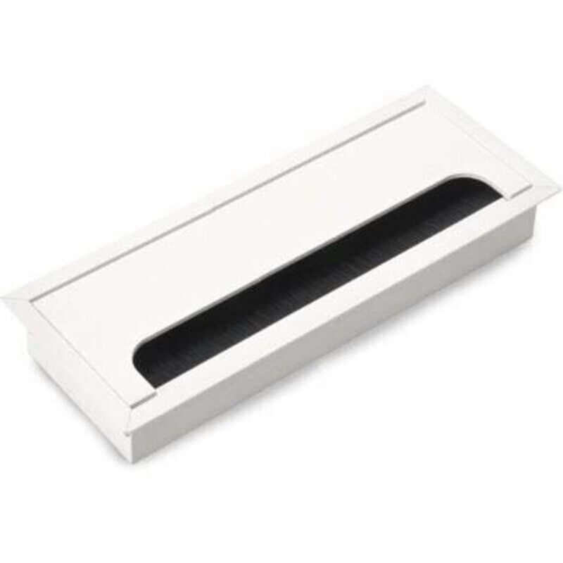 Rechteckige, Versenkte Kabelabdeckung Für Büros – 80 X 200 Mm, Gebürstetes Aluminium, Silber, 2er-pack