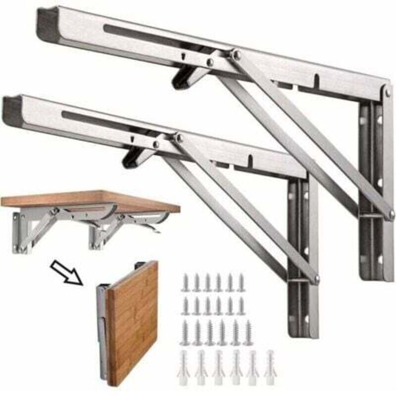 Klappbare Edelstahl-wandhalterungen – 2 Stück, 20 Cm, Tragkraft 50 Kg, Silberfarben – Trimec