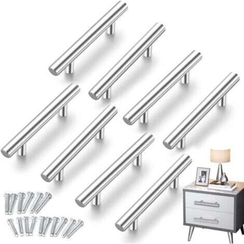 Schrankgriffe Aus Gebürstetem Edelstahl In Silber, 8 Stück, 96 Mm Befestigungsdurchmesser, Für Küchenschubladen Und -türen