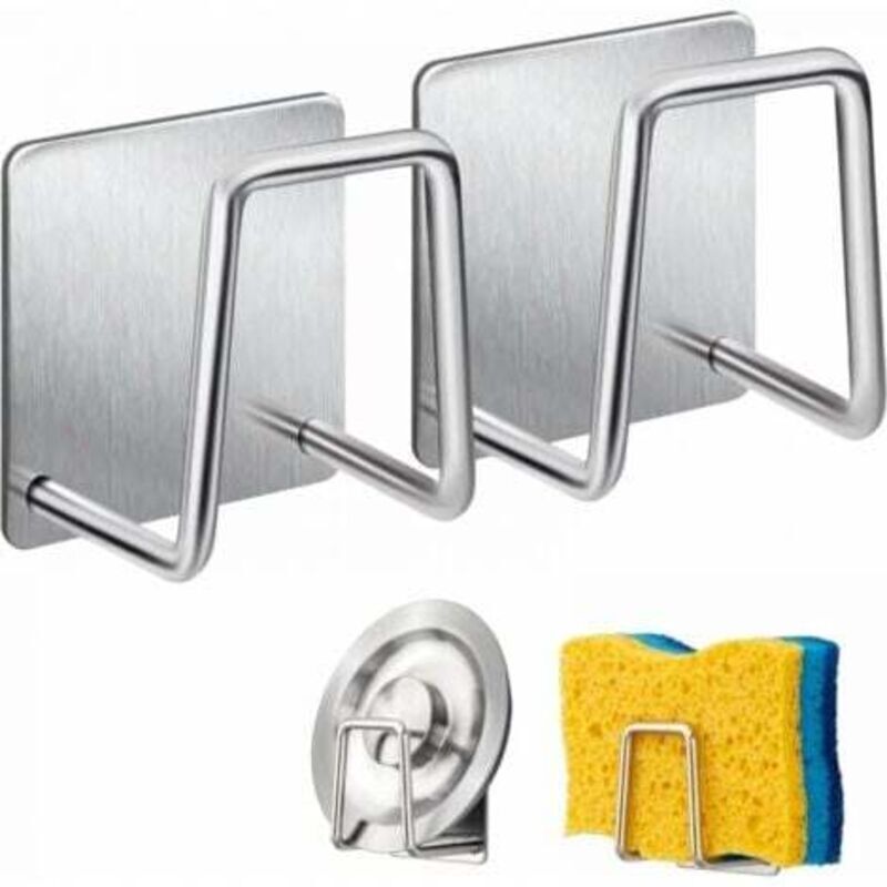 Selbstklebender Schwammhalter, 2er-set, Aus Edelstahl 304, Silber – Aufbewahrung Für Küche Und Bad