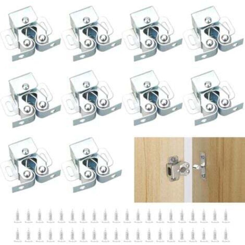 Schrankverschlüsse – Doppelrollenverschluss, 10-teiliges Set In Silber, Einfache Und Leise Montage