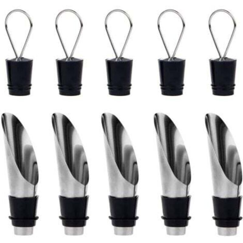 2-in-1-isolierflaschen Aus Edelstahl Mit Ausgießer Und Belüftungsdüse + Verschluss – 5er-set, Ideales Geschenk Für Wein- Und Getränkeliebhaber