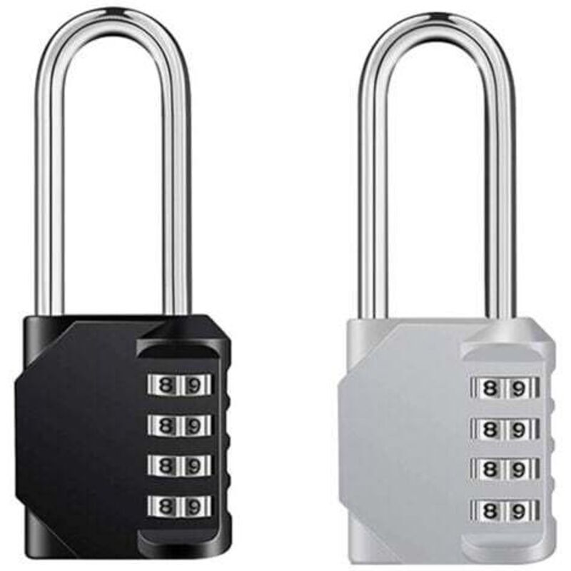 4-stelliges Zahlenschloss – 2er-pack, Rostfreie Zinklegierung, Schwarz Und Silber, Für Spind, Schrank, Fitnessstudio Oder Garage