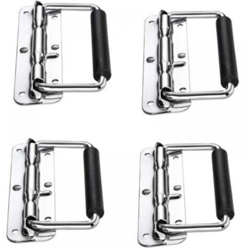 Klappgriffe Für Transportkoffer – 4er-set, Silberfarbenes Metall, 110 Mm, Integrierte Feder, Ideal Für Flightcases, Koffer Und Werkzeugkästen