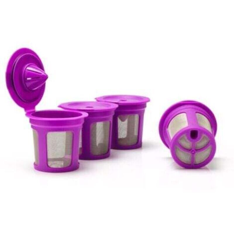 Wiederverwendbare Kaffeefilter Für Kapselmaschinen – 4 Violette Einheiten Mit Integriertem Edelstahlfilter