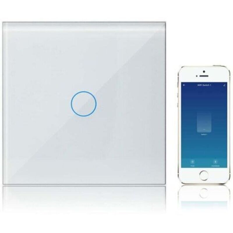 Ein-wege-wlan-touch-wandschalter Aus Weißem Gehärtetem Glas, Kompatibel Mit Alexa, Google Assistant Und Smart Life