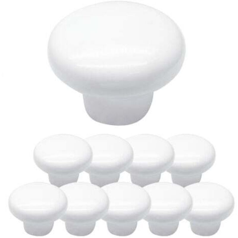 Runde, Weiße Keramik-möbelknöpfe – 10er-set, 25 Mm Durchmesser, Glatte Und Elegante Oberfläche Für Schränke Und Regale