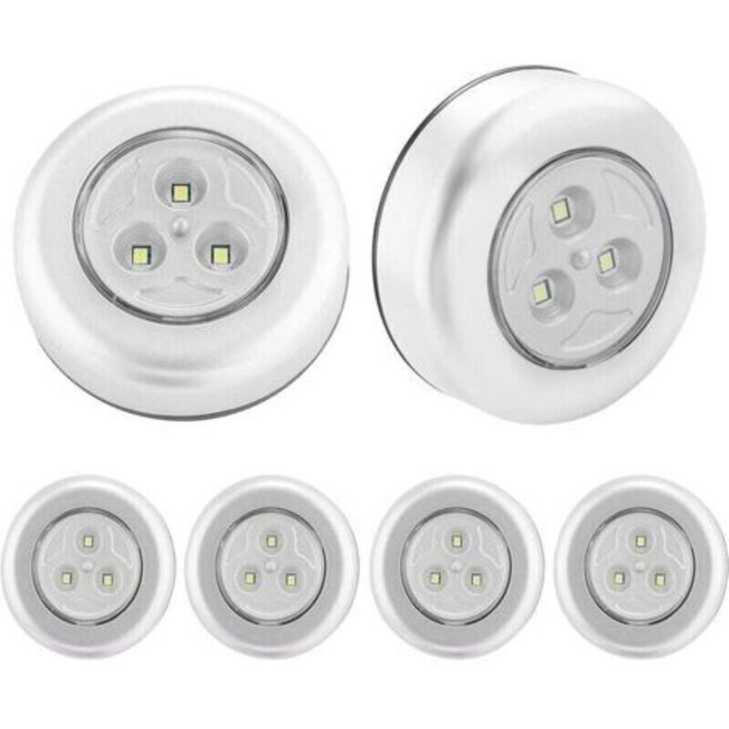 Kabellose Led-nachtlichter Zum Aufkleben – 6er-pack, Batteriebetrieben (aaa), Ideal Für Kleiderschränke, Regale, Eingangsbereiche Und Küchen