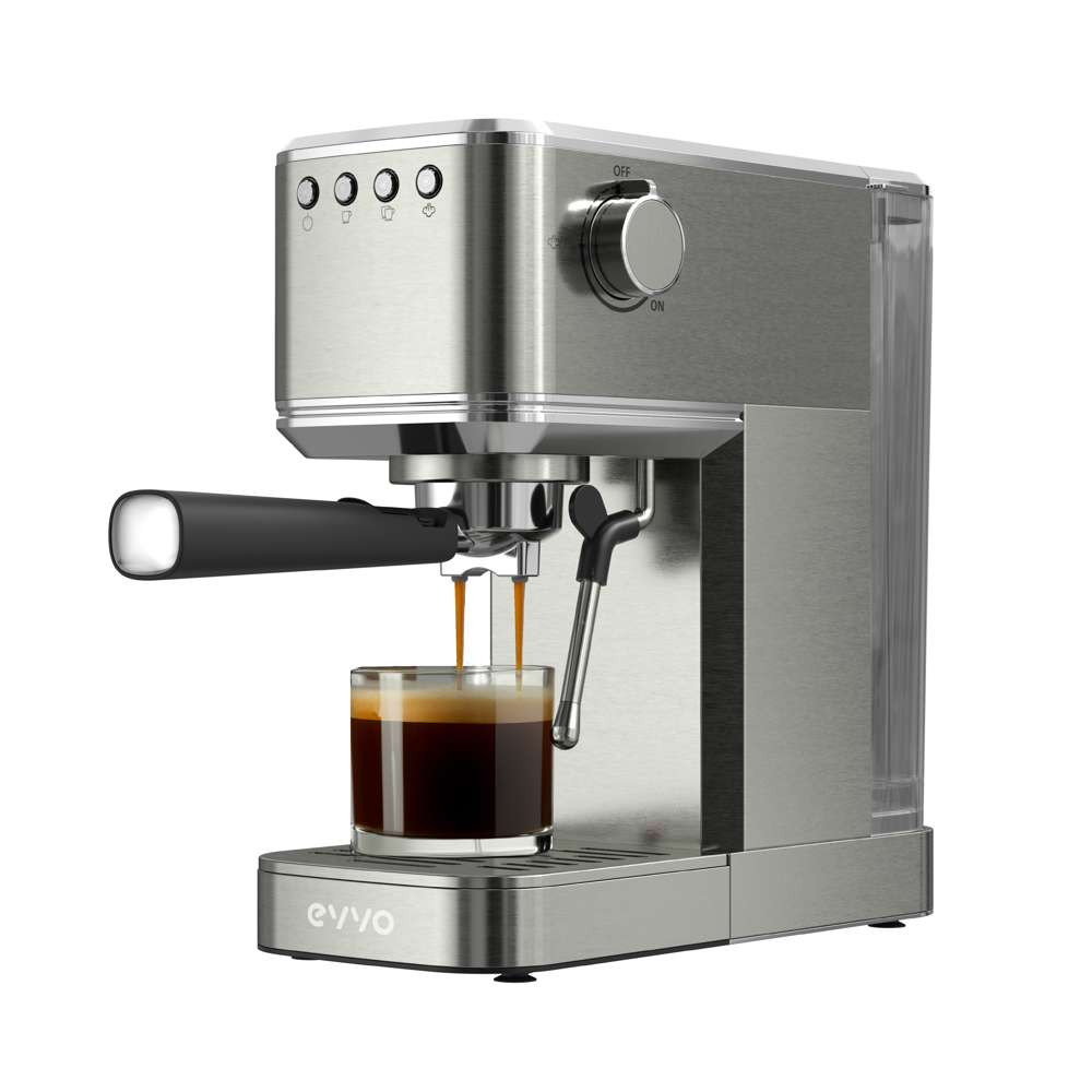 Evvo Espresso-siebträgermaschine Intensa, 20 Bar, Stahlgehäuse, Espresso & Cappuccino, 1350 W, Doppelauslauf, Siebträger, …