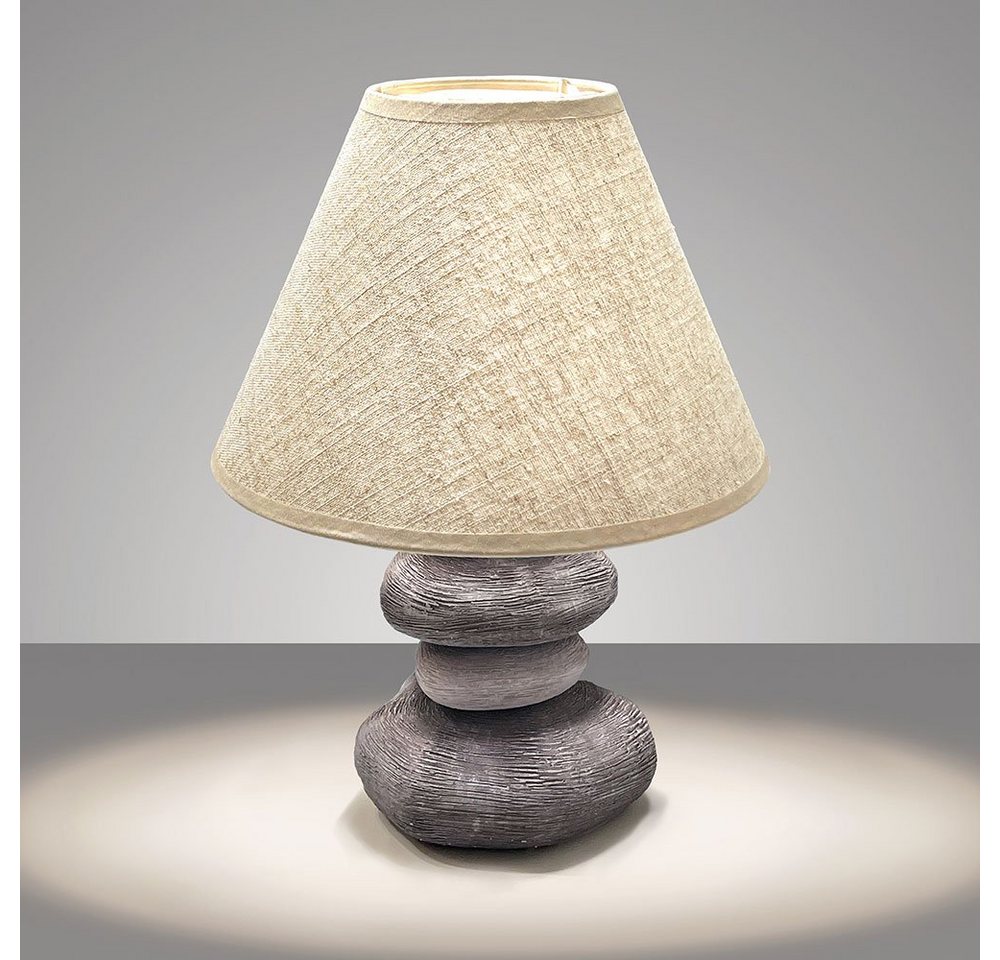 Tischleuchte Tischlampe Schlafzimmerlampe Schalter Braun Keramik H 33,5 Cm Bild 3
